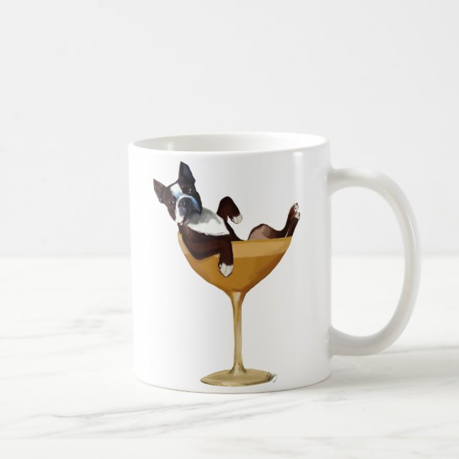 Boston Terrier in Cocktail Glass Coffee Mug (Right)