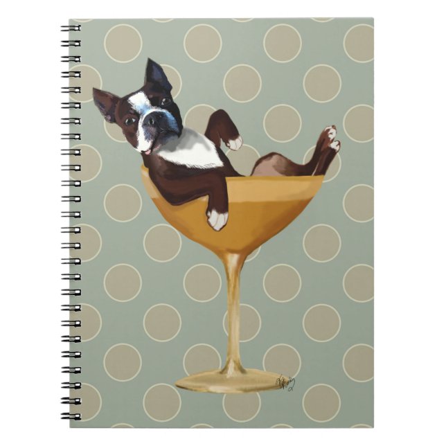 Boston Terrier in Cocktail Glass Notebook (Front)
