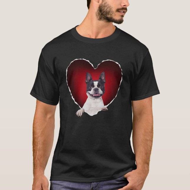 Boston Terrier in Heart Boston Terrier dog T-Shirt (Front)