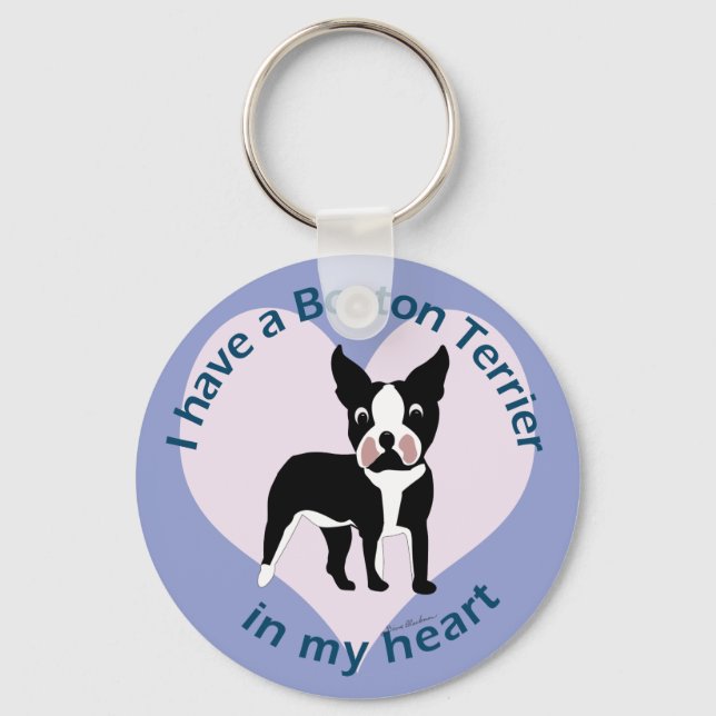 Boston Terrier In My Heart Keychain (Front)