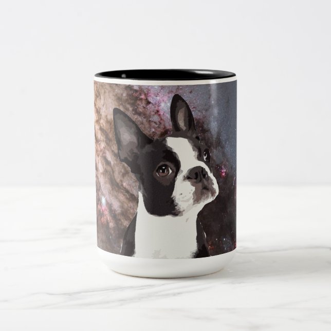 Boston Terrier in Space Two-Tone Coffee Mug (Center)