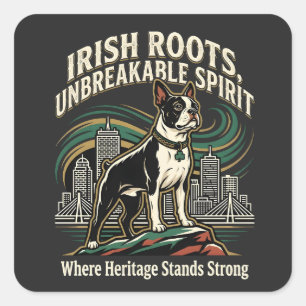 Boston Terrier Irish Heritage Pride Square Sticker