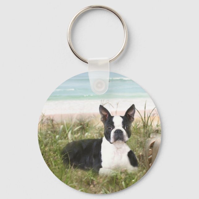 Boston Terrier Keychain Beachgrass (Front)