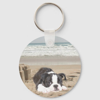 Boston Terrier Keychain Sandcastles