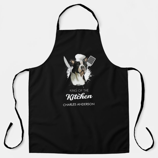 Boston Terrier King of the Kitchen Cooking Dog Apron (Front)