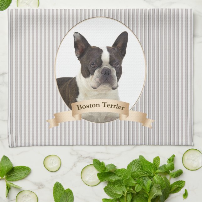 Boston Terrier Kitchen Towel (Folded)