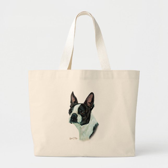 Boston Terrier Large Tote Bag (Front)
