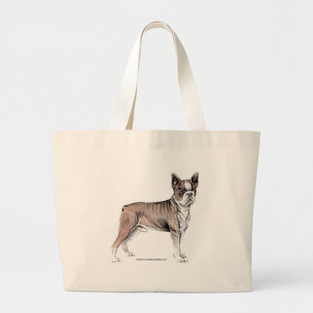 Boston Terrier Large Tote Bag (Front)