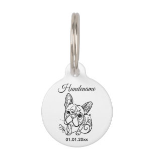 Boston Terrier Line Art Personalized Tag