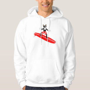 Boston Terrier Longboard Surfer Hoodie