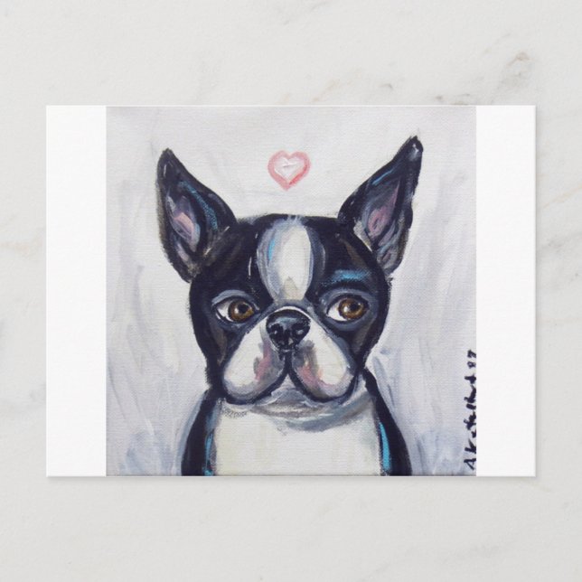 Boston Terrier Love heart Postcard (Front)