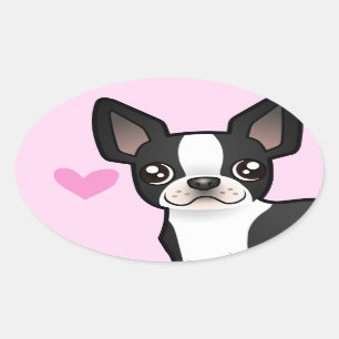 Boston Terrier Love Oval Sticker