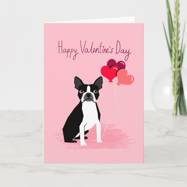 Boston Terrier Love Valentines Card (Front)