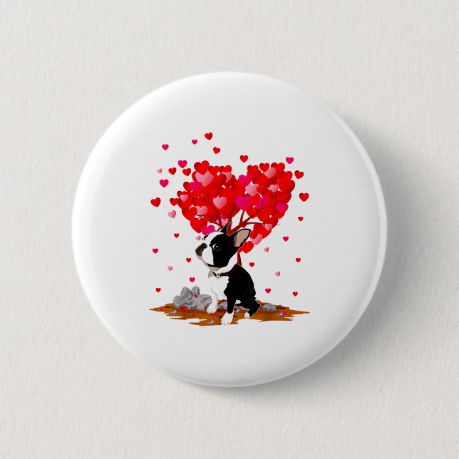 Boston Terrier Lover Heart Shape Boston Terrier Va 2 Inch Round Button (Front)