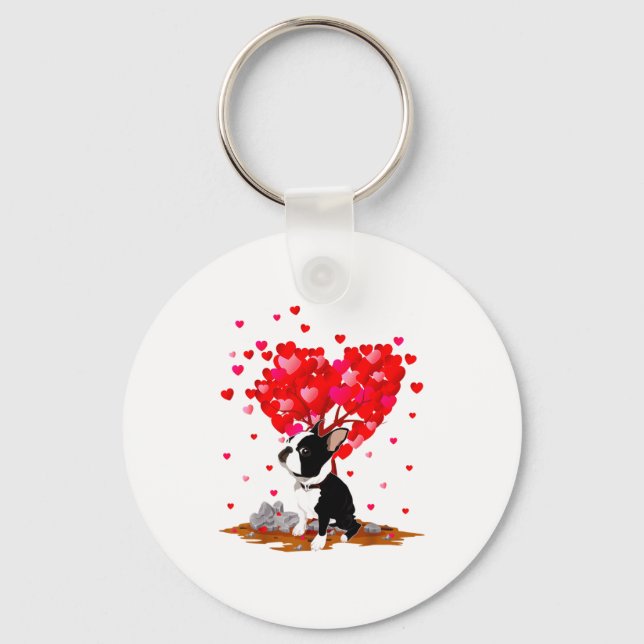 Boston Terrier Lover Heart Shape Boston Terrier Va Keychain (Front)