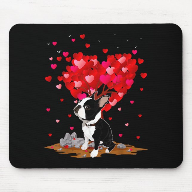 Boston Terrier Lover Heart Shape Boston Terrier Va Mouse Pad (Front)