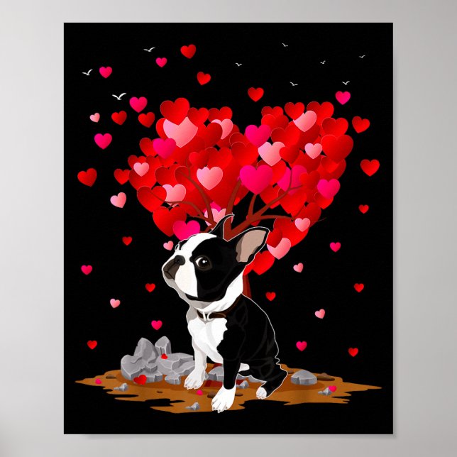 Boston Terrier Lover Heart Shape Boston Terrier Va Poster (Front)