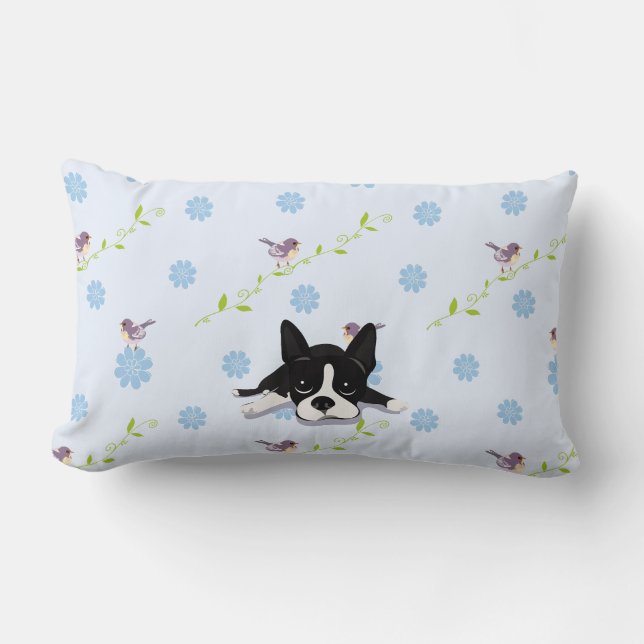 Boston Terrier Lumbar Pillow (Front)
