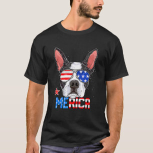 Boston Terrier Merica 4th of July  Men Boys Dog Pu T-Shirt