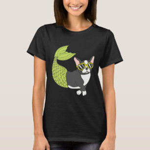 Boston Terrier Mermaid Merboston Too Cool For Scho T-Shirt