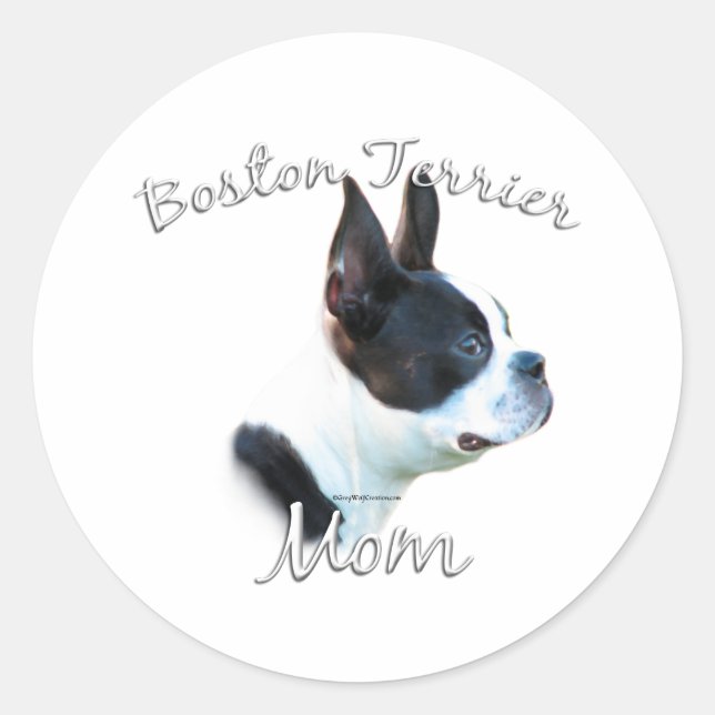 Boston Terrier Mom 2 Classic Round Sticker (Front)