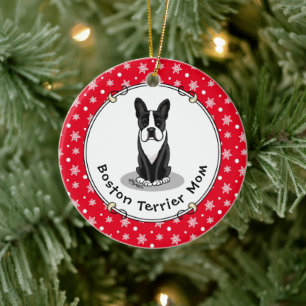 Boston Terrier Mom (black) - Cute dog Ceramic Ornament