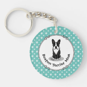Boston Terrier Mom (black) - Cute dog Keychain