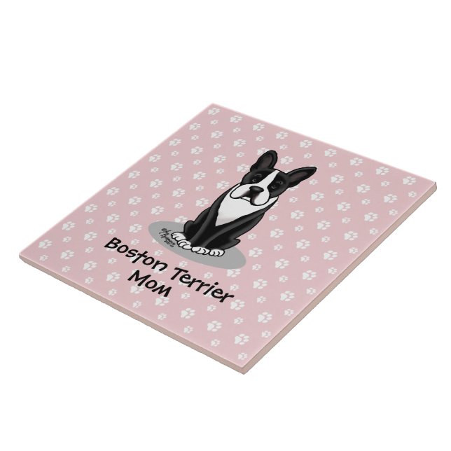 Boston Terrier Mom (black) - Cute dog Tile (Side)