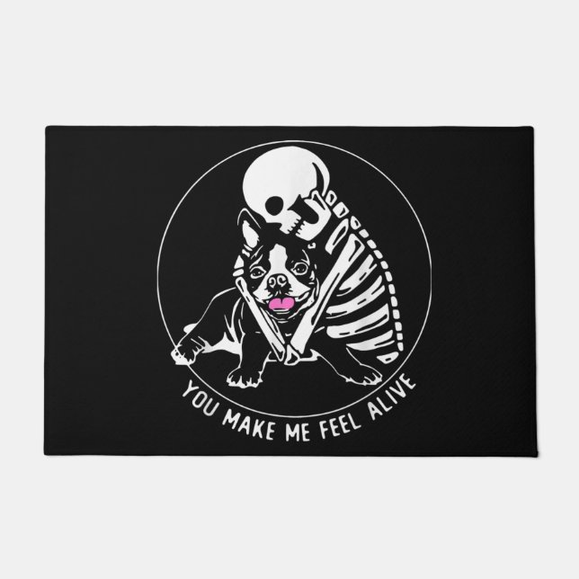 Boston Terrier mom, Boston Terrier dad, dog lover Doormat (Front)