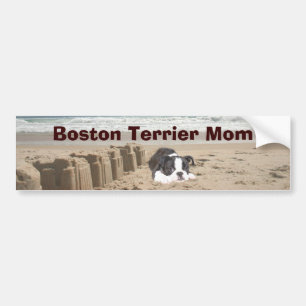 Boston Terrier Mom Bumper Sticker Sandcastles