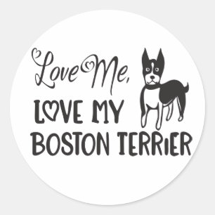 Boston Terrier Mom Dad Puppy Dog Lover Classic Round Sticker