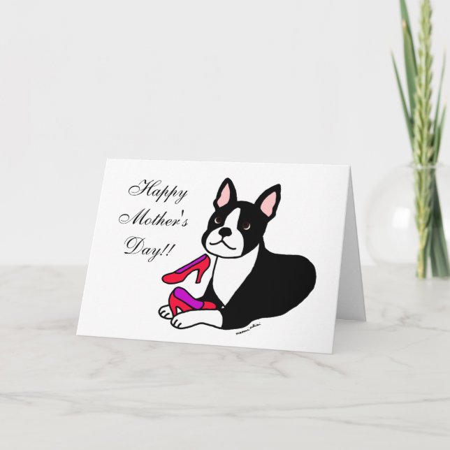 Boston Terrier Mom (Mother's Day Gifts) Card (Front)