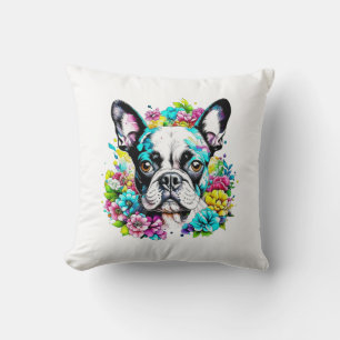 Boston Terrier Mom Pawprint Throw Pillow