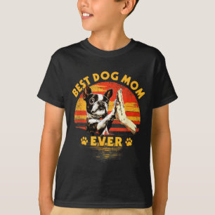 Boston terrier mom retro sunset funny dog mother's T-Shirt