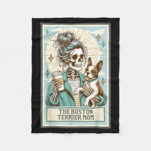 Boston Terrier Mom Skeleton Tarot Card Witch Vibes Fleece Blanket