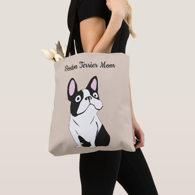 Boston terrier mom tote bag (Close Up)