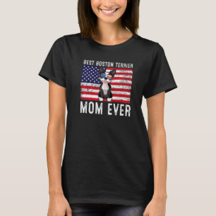 Boston Terrier Mom Usa American Flag Dog Owner T-Shirt