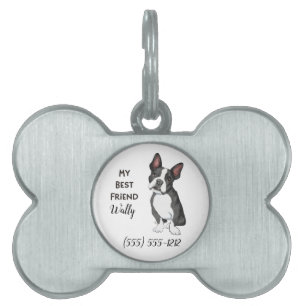 Boston Terrier My Best Friend Custom Dog Name Pet ID Tag