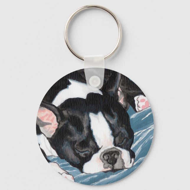 Boston Terrier Nap Keychain (Front)