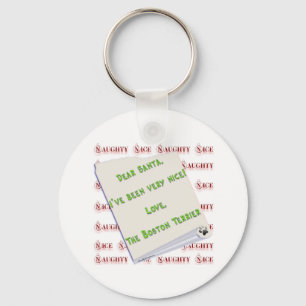 Boston Terrier Naughty or Nice Keychain