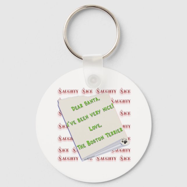 Boston Terrier Naughty or Nice Keychain (Front)