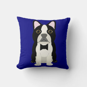Boston Terrier navy Throw Pillow