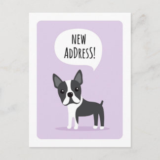 Boston terrier new address moving announcement