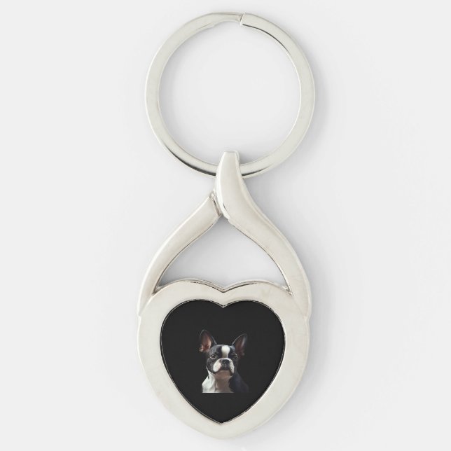 Boston Terrier - Oil Paint Classic T-Shirt Keychain (Front)