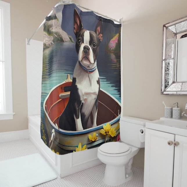 Boston Terrier on a Paddle: A Scenic Adventure (In Situ)