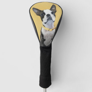 Boston Terrier Painting - Cute Original Dog Art Golf Head Cover