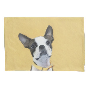 Boston Terrier Painting - Cute Original Dog Art Pillowcase