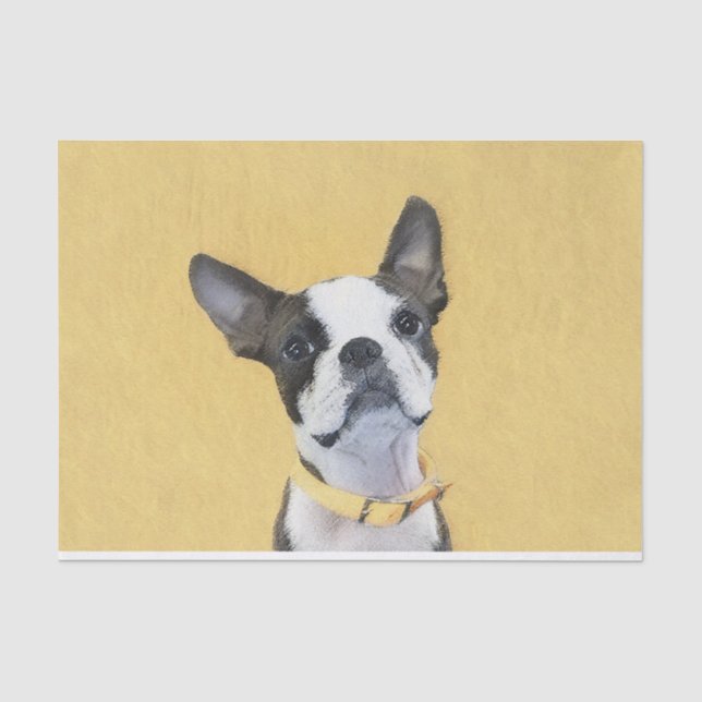 Boston Terrier Painting - Cute Original Dog Art Tissue Paper (Front)