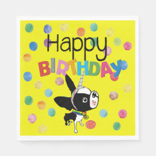Boston Terrier paper birthday napkin Mirabelle 