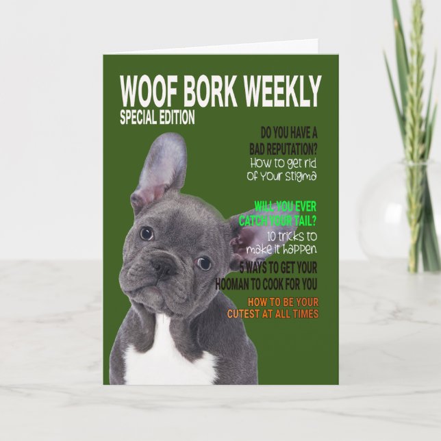 Boston Terrier Parody Magazine Cover Card (Front)